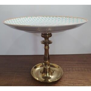 Vintage Brass Pedestal Plate Tray Soap Dish Jewelry Holder Dessert Plate MCM